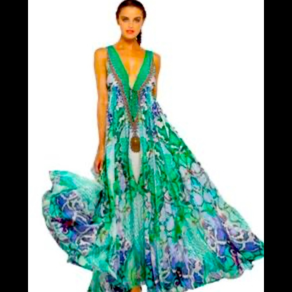 Camilla Franks Land of Wonder Silk Maxi Dress, Paris Hilton, Coachella